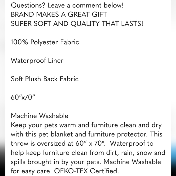 Brentwood Oversized Waterproof Pet Blanket and Furniture Protector, Grey - Picture 2 of 4